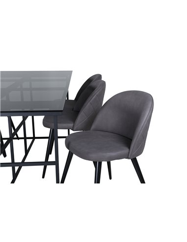Matgrupp Leif med Velvet matstolar, 200 × 90 cm