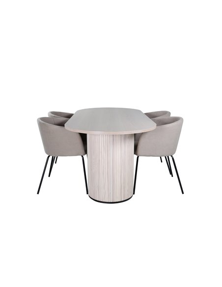 Matgrupp Bianca med Berit matstolar, 200 × 90 cm