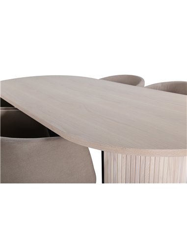 Matgrupp Bianca med Berit matstolar, 200 × 90 cm