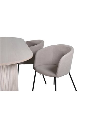 Matgrupp Bianca med Berit matstolar, 200 × 90 cm