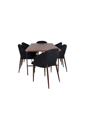 Matgrupp Uno med Arch matstolar, 200 × 90 cm