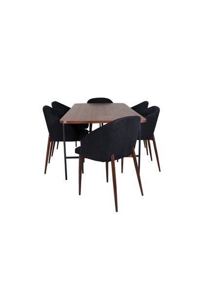 Matgrupp Uno med Arch matstolar, 200 × 90 cm