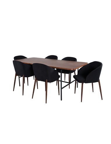 Matgrupp Uno med Arch matstolar, 200 × 90 cm