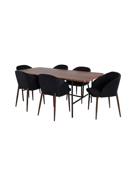 Matgrupp Uno med Arch matstolar, 200 × 90 cm