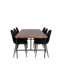 Matgrupp Uno med Polar matstolar, 200 × 90 cm
