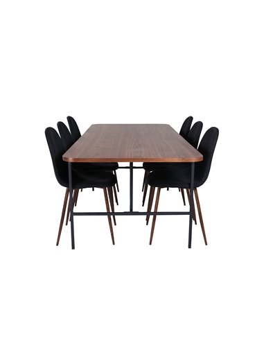 Matgrupp Uno med Polar matstolar, 200 × 90 cm