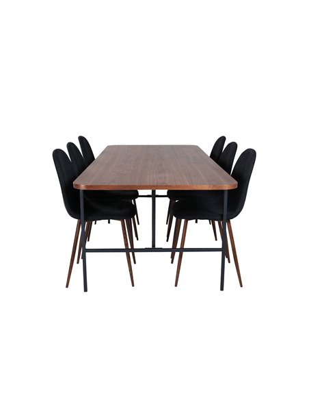 Matgrupp Uno med Polar matstolar, 200 × 90 cm