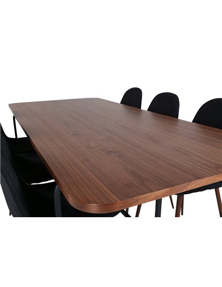 Matgrupp Uno med Polar matstolar, 200 × 90 cm