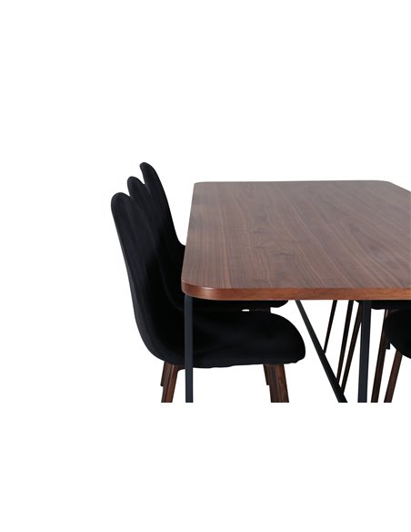 Matgrupp Uno med Polar matstolar, 200 × 90 cm
