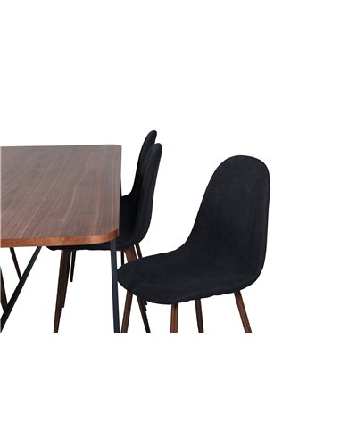 Matgrupp Uno med Polar matstolar, 200 × 90 cm
