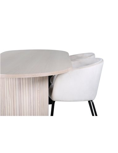 Matgrupp Bianca med Berit matstolar, 200 × 90 cm