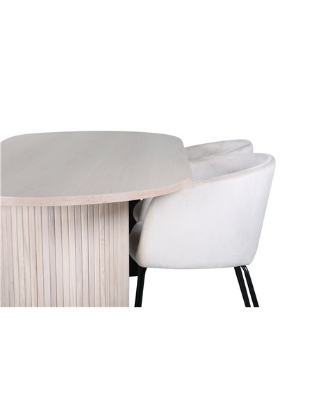 Matgrupp Bianca med Berit matstolar, 200 × 90 cm