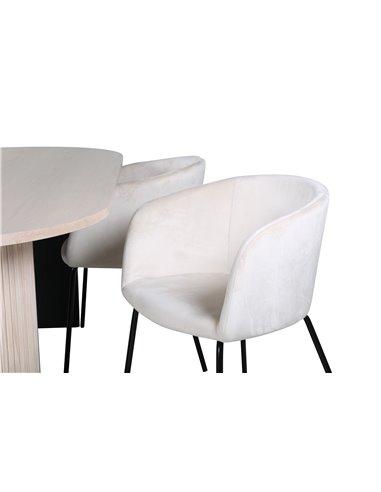 Matgrupp Bianca med Berit matstolar, 200 × 90 cm