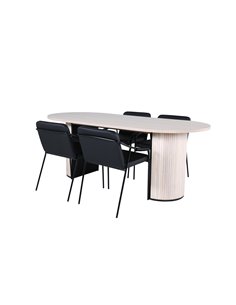 Matgrupp Bianca med Tvist matstolar, 200 × 90 cm