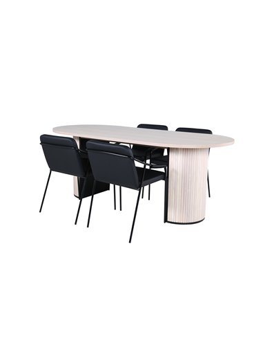 Matgrupp Bianca med Tvist matstolar, 200 × 90 cm