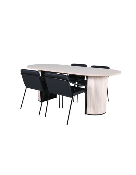 Matgrupp Bianca med Tvist matstolar, 200 × 90 cm