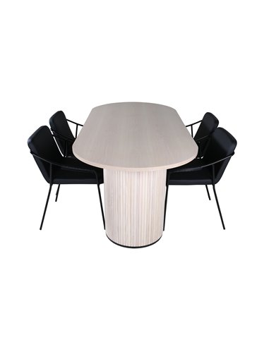 Matgrupp Bianca med Tvist matstolar, 200 × 90 cm