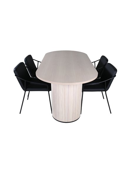 Matgrupp Bianca med Tvist matstolar, 200 × 90 cm