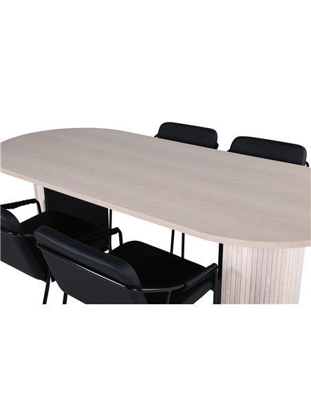 Matgrupp Bianca med Tvist matstolar, 200 × 90 cm