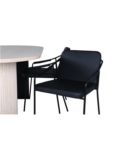 Matgrupp Bianca med Tvist matstolar, 200 × 90 cm