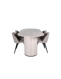 Matgrupp Bianca med Velvet matstolar, 200 × 90 cm