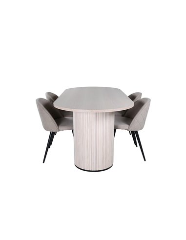 Matgrupp Bianca med Velvet matstolar, 200 × 90 cm