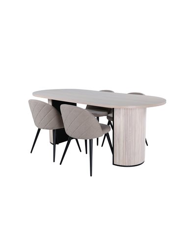 Matgrupp Bianca med Velvet matstolar, 200 × 90 cm