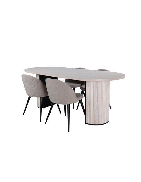 Matgrupp Bianca med Velvet matstolar, 200 × 90 cm