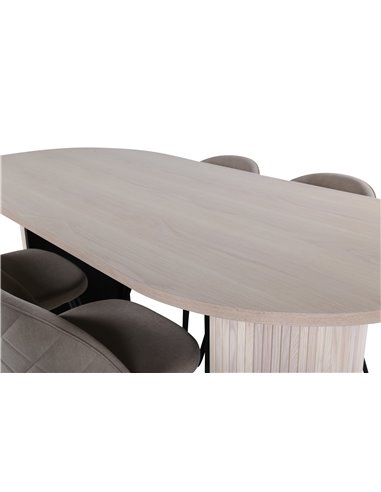 Matgrupp Bianca med Velvet matstolar, 200 × 90 cm