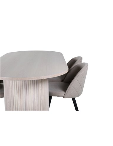 Matgrupp Bianca med Velvet matstolar, 200 × 90 cm