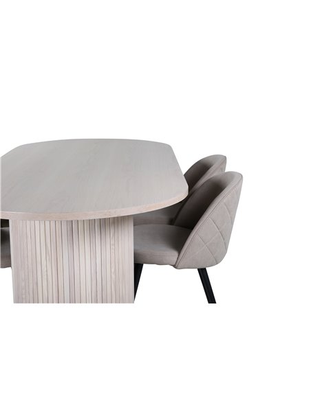 Matgrupp Bianca med Velvet matstolar, 200 × 90 cm