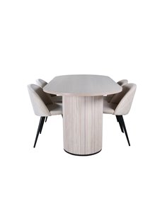 Matgrupp Bianca med Velvet matstolar, 200 × 90 cm