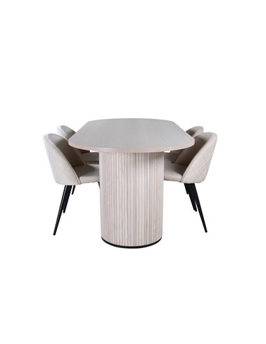 Matgrupp Bianca med Velvet matstolar, 200 × 90 cm