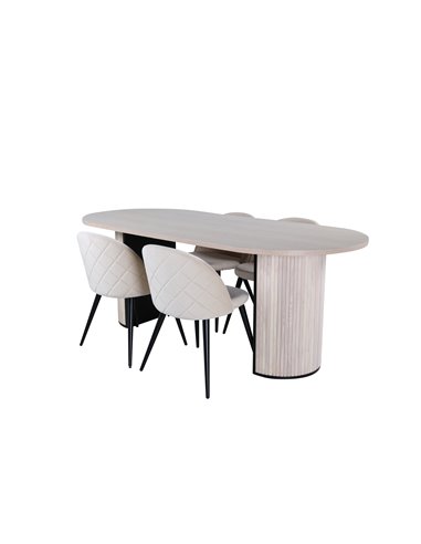Matgrupp Bianca med Velvet matstolar, 200 × 90 cm
