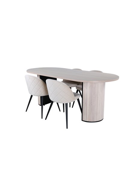 Matgrupp Bianca med Velvet matstolar, 200 × 90 cm