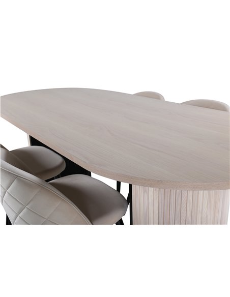 Matgrupp Bianca med Velvet matstolar, 200 × 90 cm
