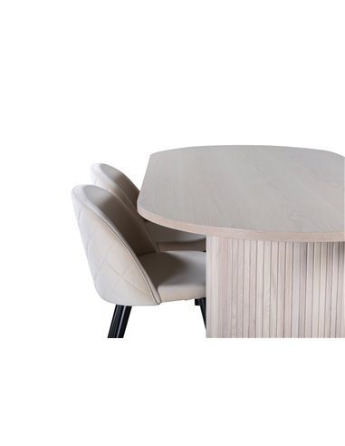 Matgrupp Bianca med Velvet matstolar, 200 × 90 cm