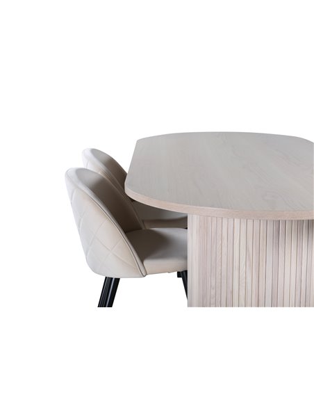 Matgrupp Bianca med Velvet matstolar, 200 × 90 cm