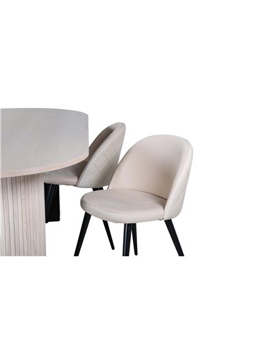 Matgrupp Bianca med Velvet matstolar, 200 × 90 cm