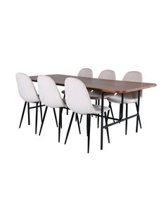 Matgrupp Uno med Polar matstolar, 200 × 90 cm