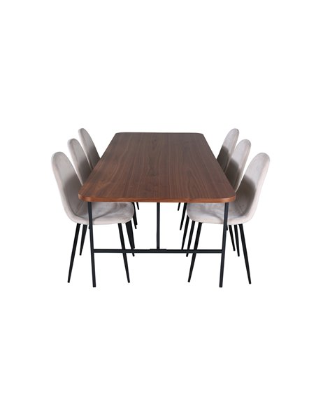 Matgrupp Uno med Polar matstolar, 200 × 90 cm