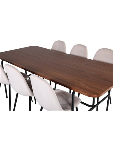 Matgrupp Uno med Polar matstolar, 200 × 90 cm