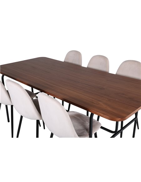Matgrupp Uno med Polar matstolar, 200 × 90 cm