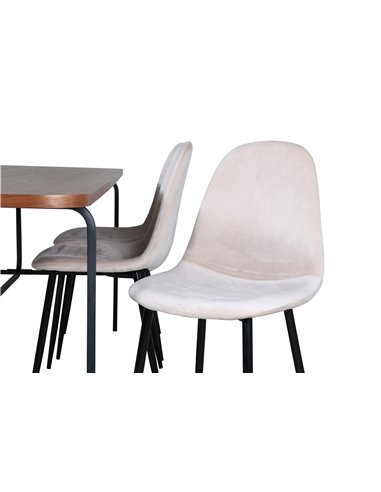 Matgrupp Uno med Polar matstolar, 200 × 90 cm