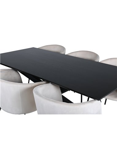 Matgrupp Piazza med Berit matstolar, 180 × 90 cm