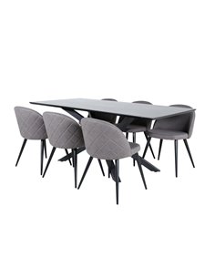 Matgrupp Piazza med Velvet matstolar, 180 × 90 cm