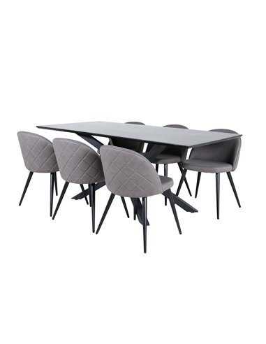 Matgrupp Piazza med Velvet matstolar, 180 × 90 cm