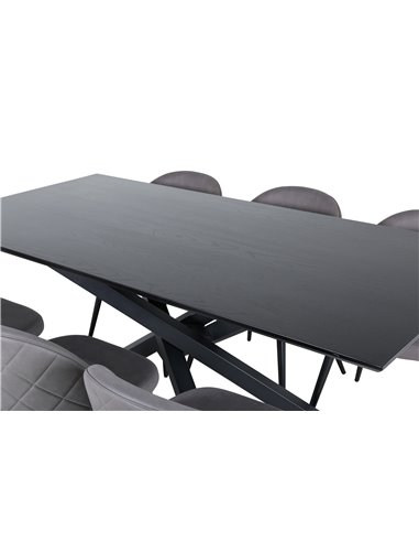 Matgrupp Piazza med Velvet matstolar, 180 × 90 cm