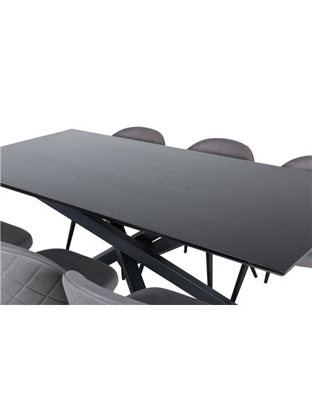 Matgrupp Piazza med Velvet matstolar, 180 × 90 cm