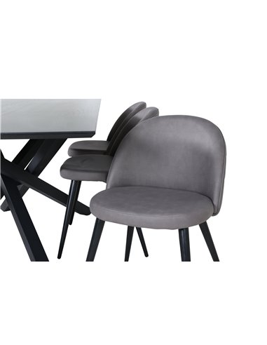 Matgrupp Piazza med Velvet matstolar, 180 × 90 cm